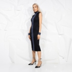 Платье-футляр Поцелуй удачи (blue, с манжетами). Состав: 95% п/а, 5% эластан