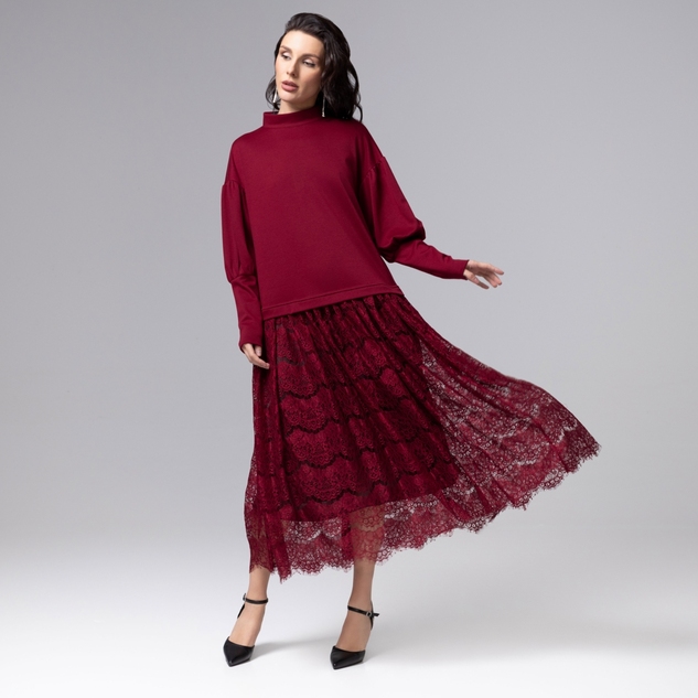 Платье История в кружевах (бордо) 