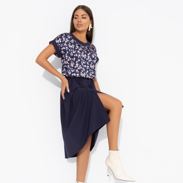 Комплект с юбкой Молодая и привлекательная (2 в 1, индиго) 