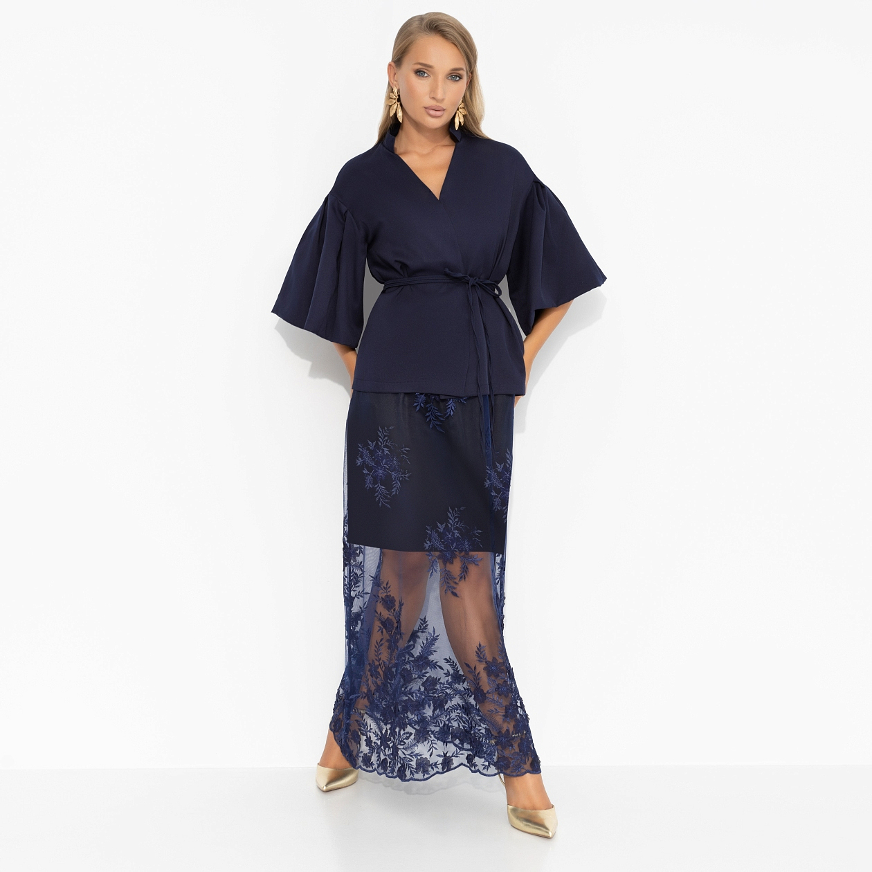 Костюм с юбкой Очарование момента (фантазия, 2 в 1, с поясом). Состав: 95% полиэстер, 5% эластан