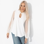 Блуза Вечная привилегия (белая). Состав: 95% полиэстер, 5% спандекс