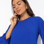 Блуза Предвкушение встречи (синяя). Состав: 95% полиэстер, 5% эластан