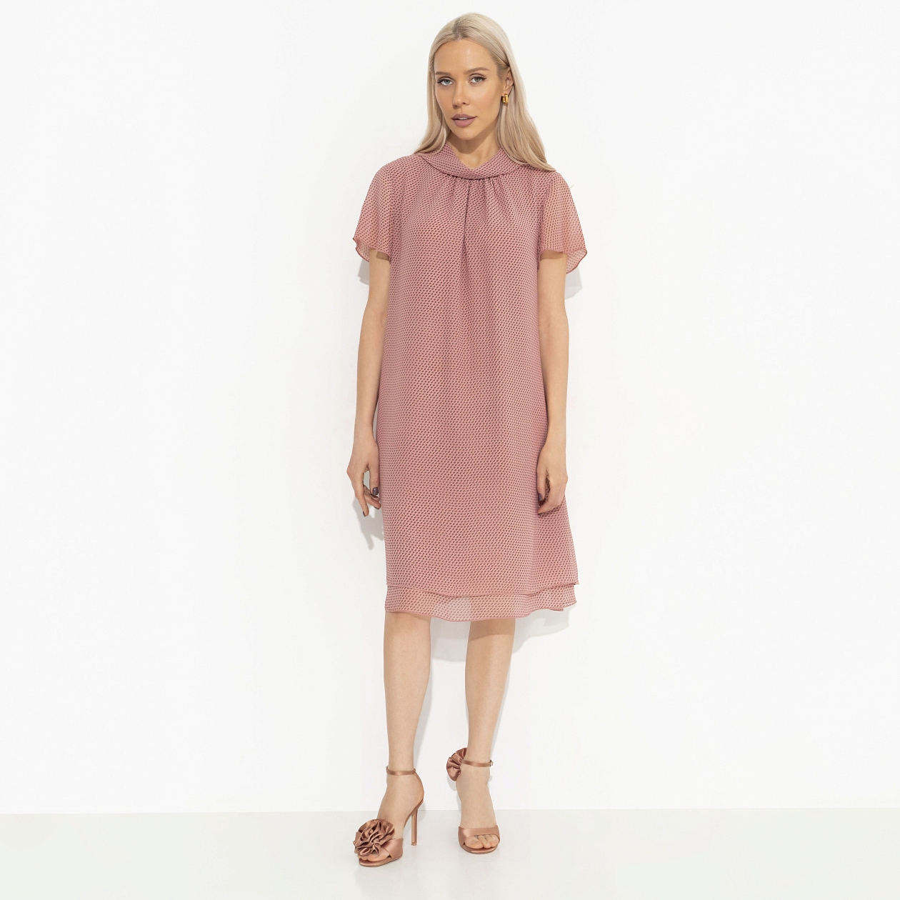 Платье Мечтательная (розовый). Состав: 100% полиэстер