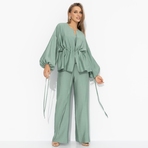 Брючный комплект Приручённый шик (3 в 1, зеленый). Состав: 100% хлопок