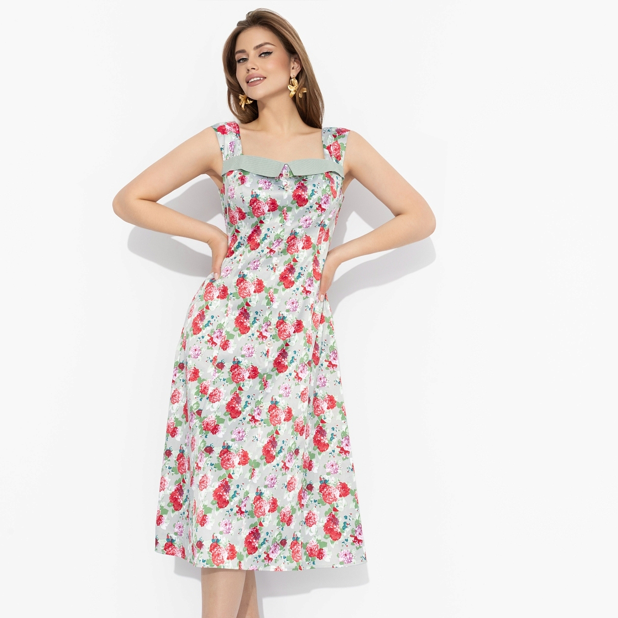 Сарафан Идеальная форма (flower). Состав: 50% хлопок, 45% п/э, 5% спандекс