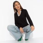 Поло Волна успеха (black). Состав: 97% хлопок, 3% лайкра