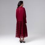 Платье История в кружевах (бордо). Состав: 65% полиэстер, 30% вискоза, 5% спандекс