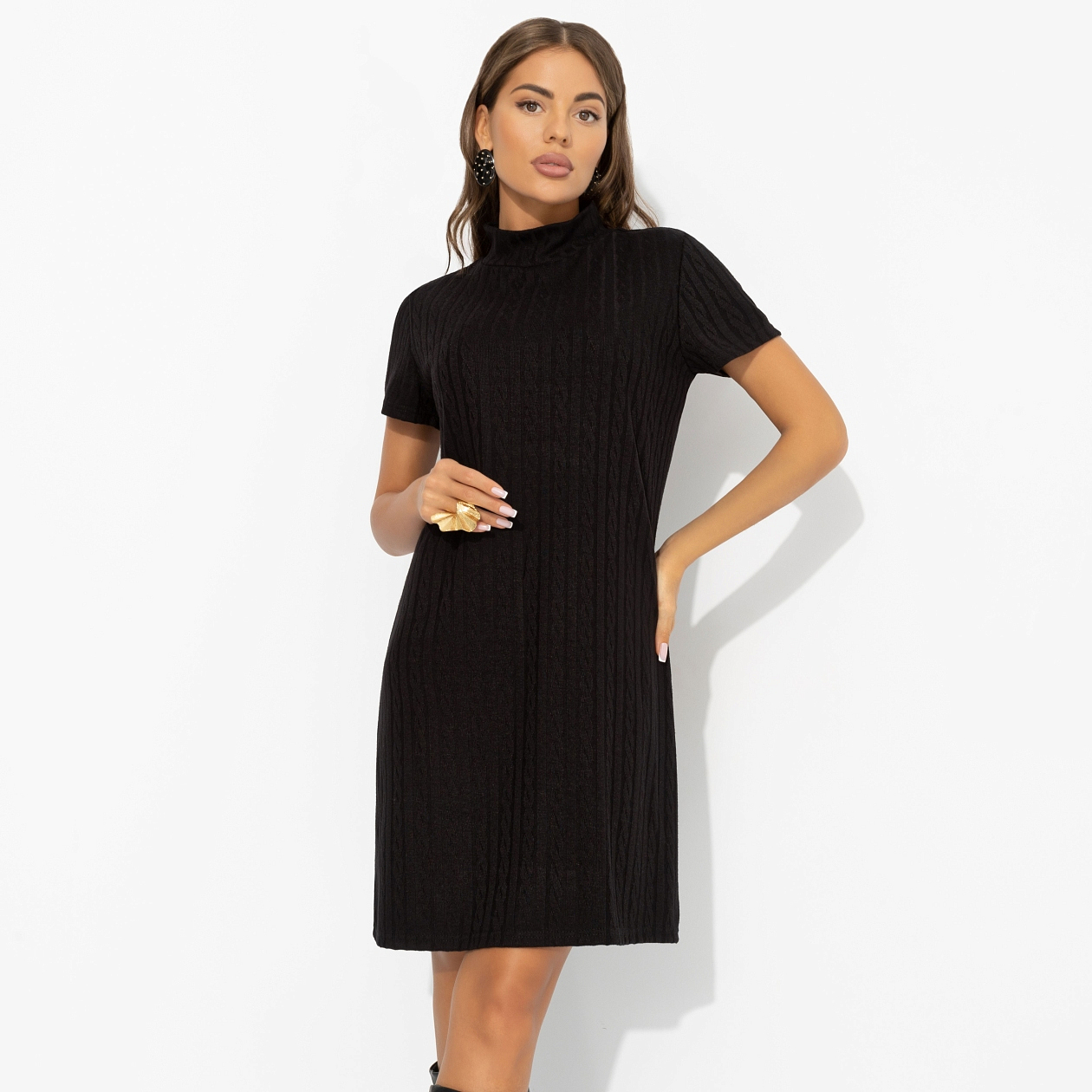 Платье Словно впервые (black). Состав: 75% нейлон, 22% хлопок, 3% спандекс