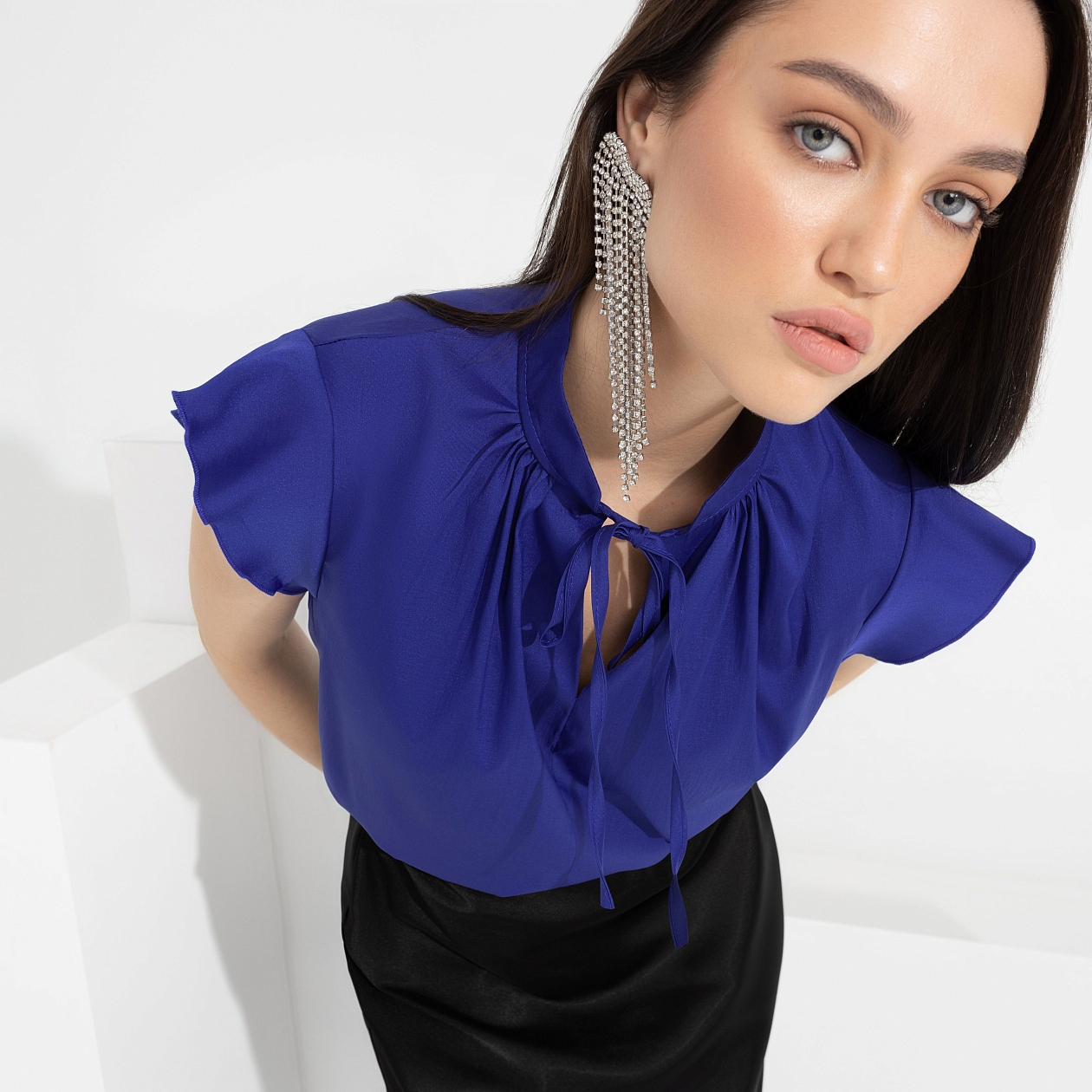 Блуза Свежая подборка (сапфир). Состав: 65% полиэстер, 30% вискоза, 5% эластан