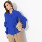 Блуза Без права на скуку (синяя). Состав: 95% п/э, 5% эластан