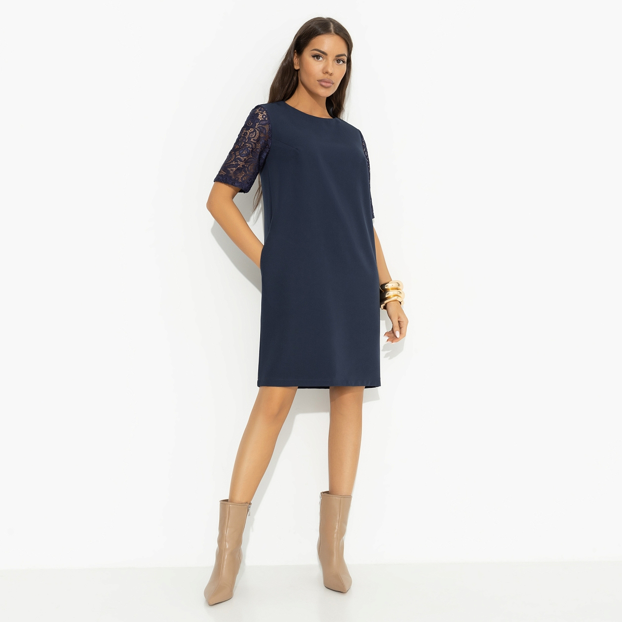 Платье Виртуальные будни (blue lace). Состав: 60% полиэстер, 37% вискоза, 3% спандекс