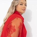 Жакет Даю автограф (алый, с поясом). Состав: 95% п/э, 5% эластан