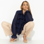 Блуза Гипнотический стиль (синяя). Состав: 100% полиэстер