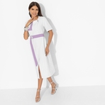 Платье Я онлайн (white new, с поясом). Состав: 60% п/э, 37% вискоза, 3% спандекс