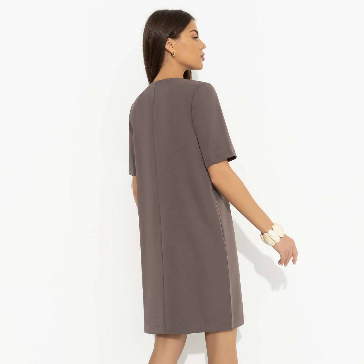 Платье Виртуальные будни (brown). Состав: 96% п/э, 4% эластан