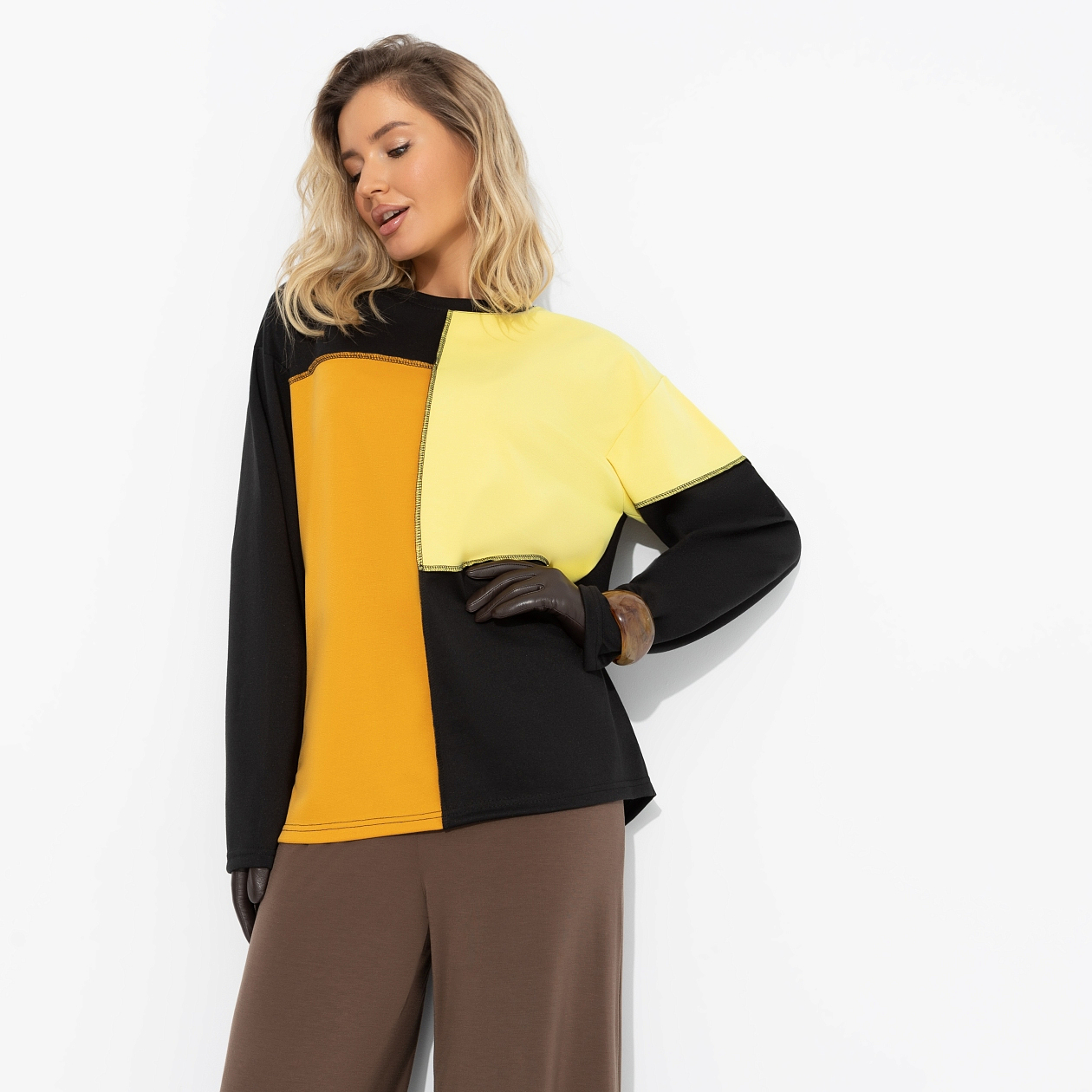 Лонгслив Идеальная гармония (оранжевая). Состав: 65% п/э, 30% вискоза, 5% стрейч