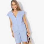 Дерзкий шарм (голубой). Состав: 40% полиэстер, 27% вискоза, 23% лён, 10% хлопок