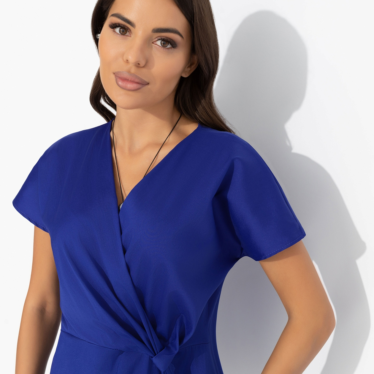 Блуза Откройся желаниям (синяя). Состав: 65% п/э, 30% вискоза, 5% спандекс