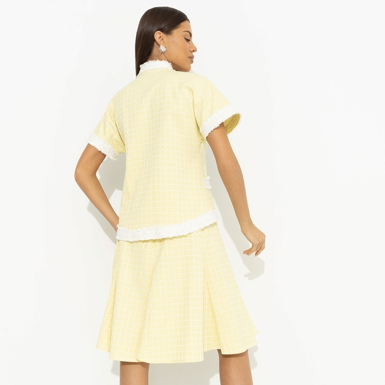 Костюм с юбкой С безупречным вкусом (2 в 1, желтый). Состав: 50% хлопок, 45% п/э, 5% спандекс