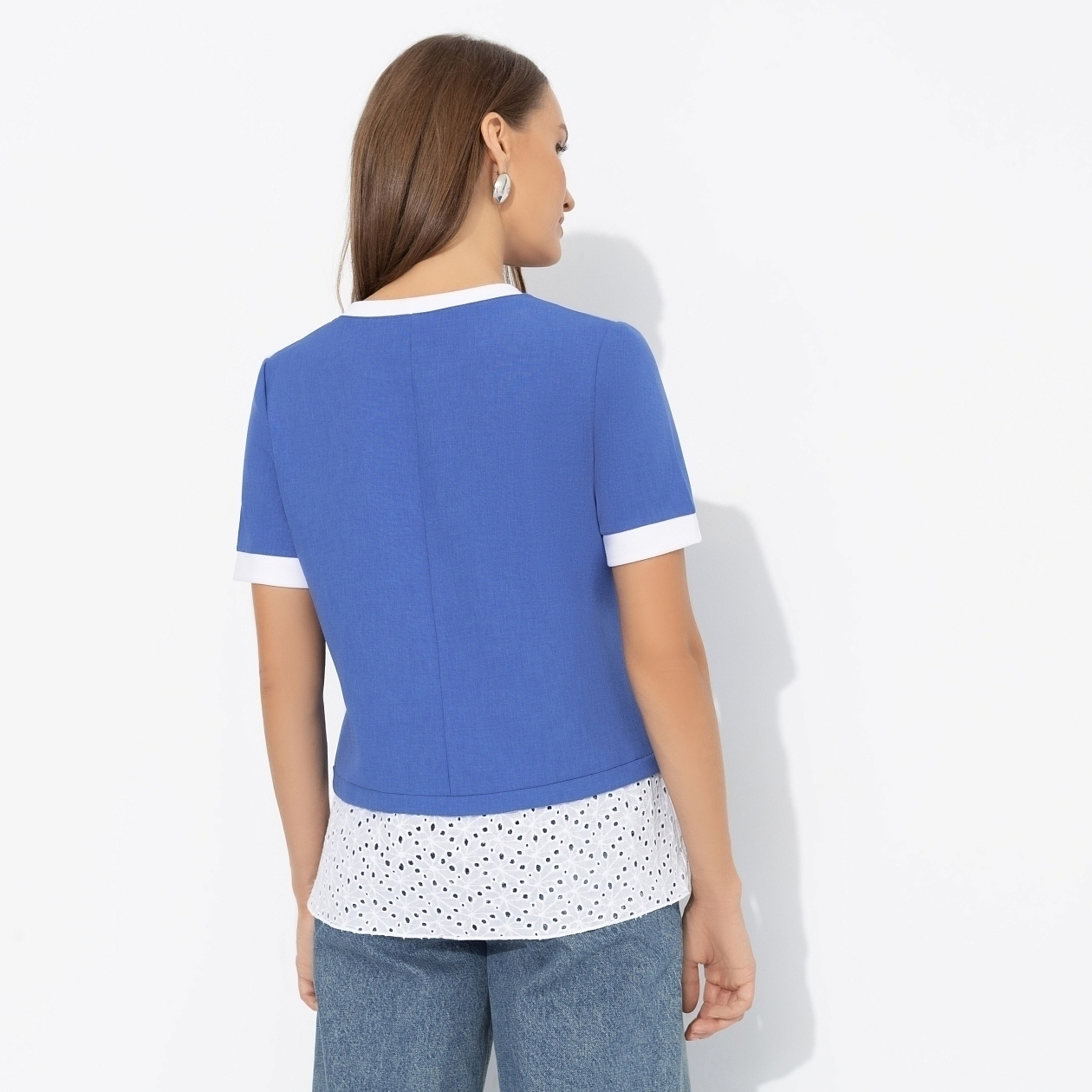 Футболка Романтика с перчинкой (синяя). Состав: 80% п/э, 15% лен, 5% эластан