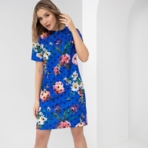 Платье Цветочный тотал-лук (индиго). Состав: 72% п/э, 25% вискоза , 3% спандекс