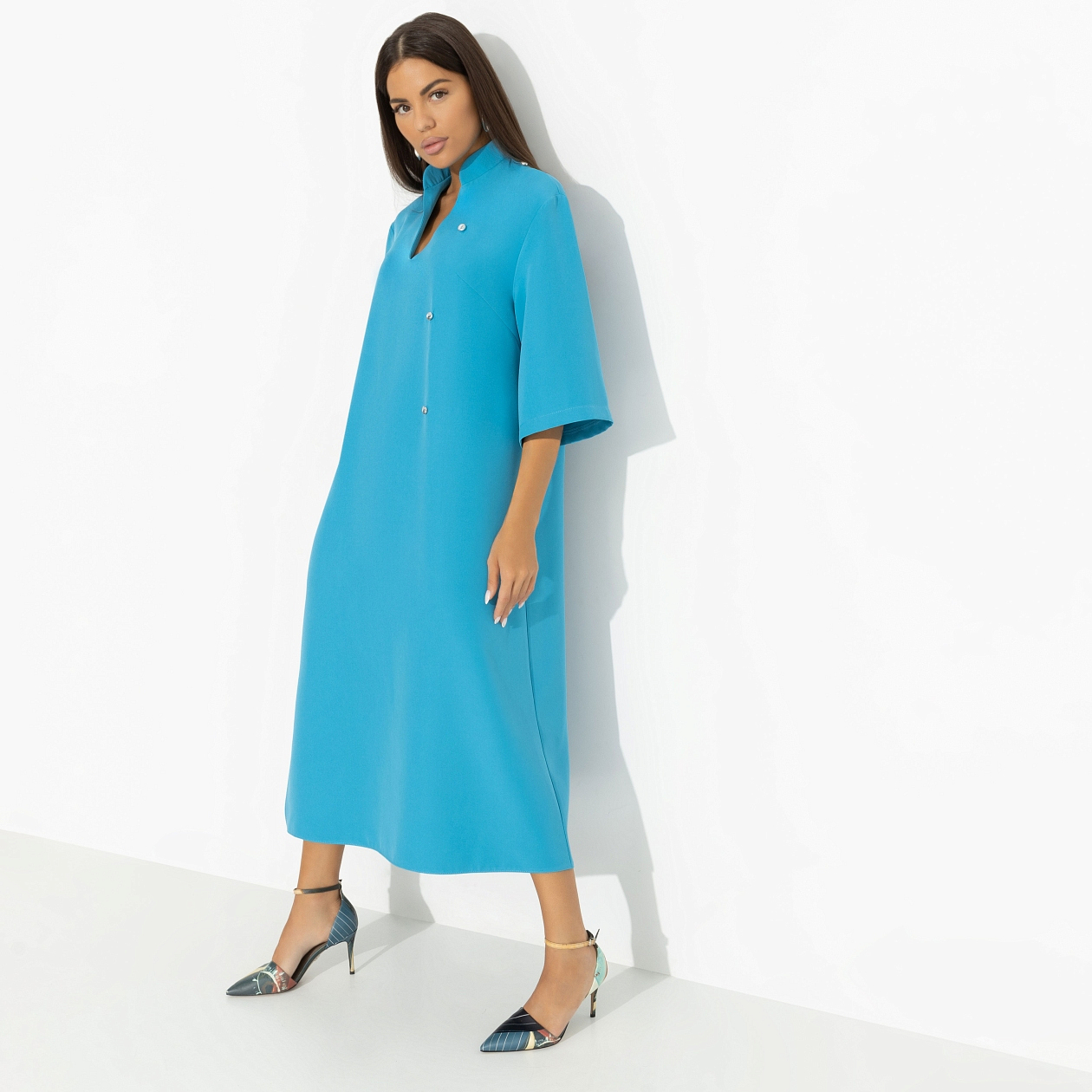 Платье Сияние глянца (turquoise). Состав: 95% полиэстер, 5% эластан