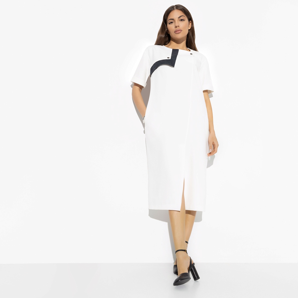 Платье Я онлайн (white style, с поясом). Состав: 67% полиэстер, 30% вискоза, 3% спандекс