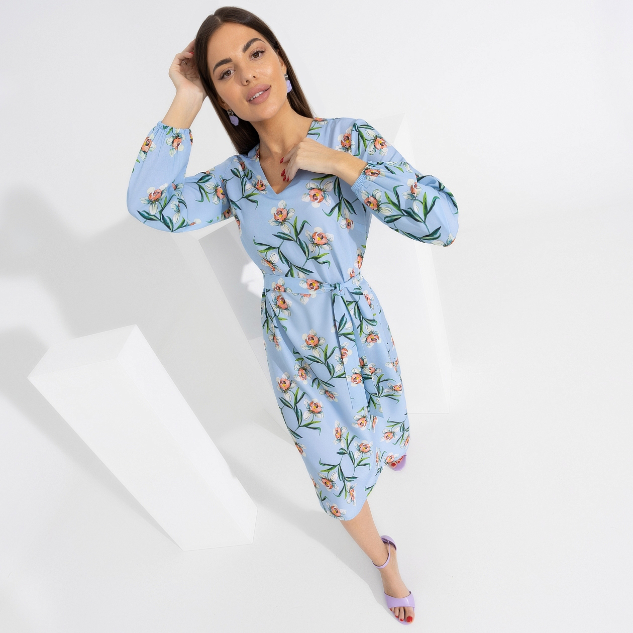 Платье Завладей вниманием (с поясом). Состав: 95% п/э, 5% эластан