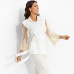 Жакет Даю автограф (айвори, с поясом). Состав: 95% п/э, 5% эластан