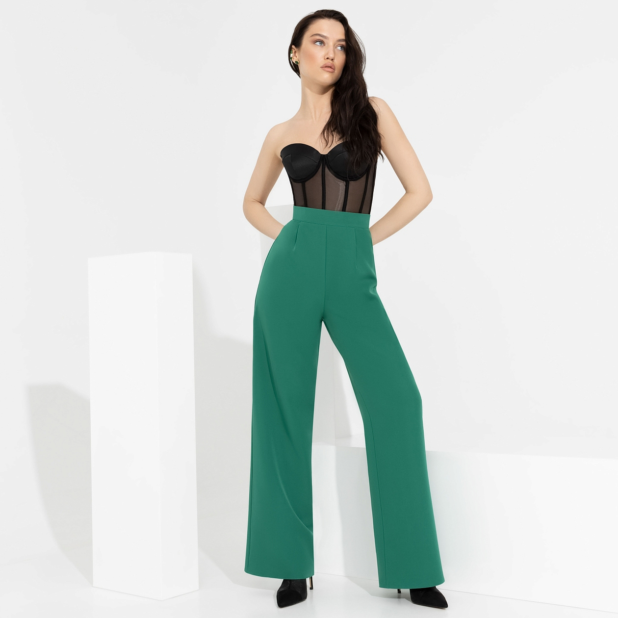 Брюки Модный экстаз (green mist). Состав: 95% п/э, 5% эластан