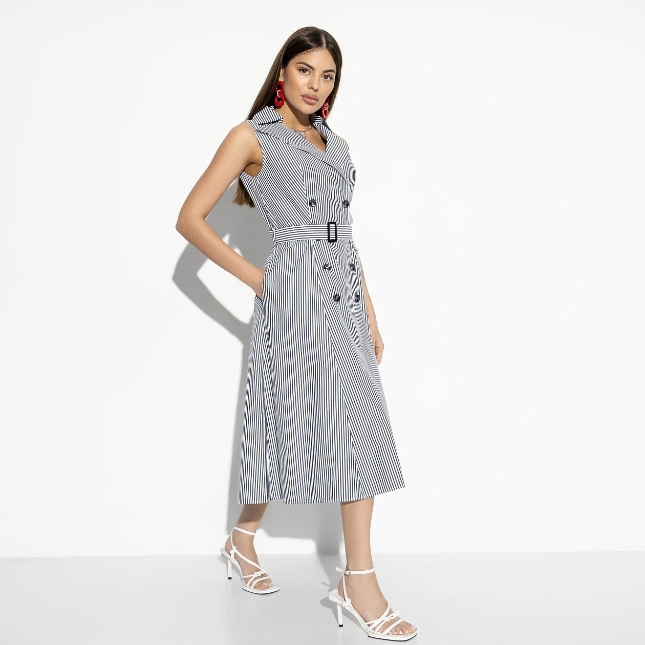 Сарафан Чувственный дресс-код (с поясом). Состав: 50% хлопок, 50% полиэстер