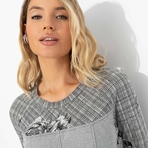 Комплект с юбкой Инста-стиль (2 в 1, серый ) . Состав: 65% п/э, 30% вискоза, 5% спандекс