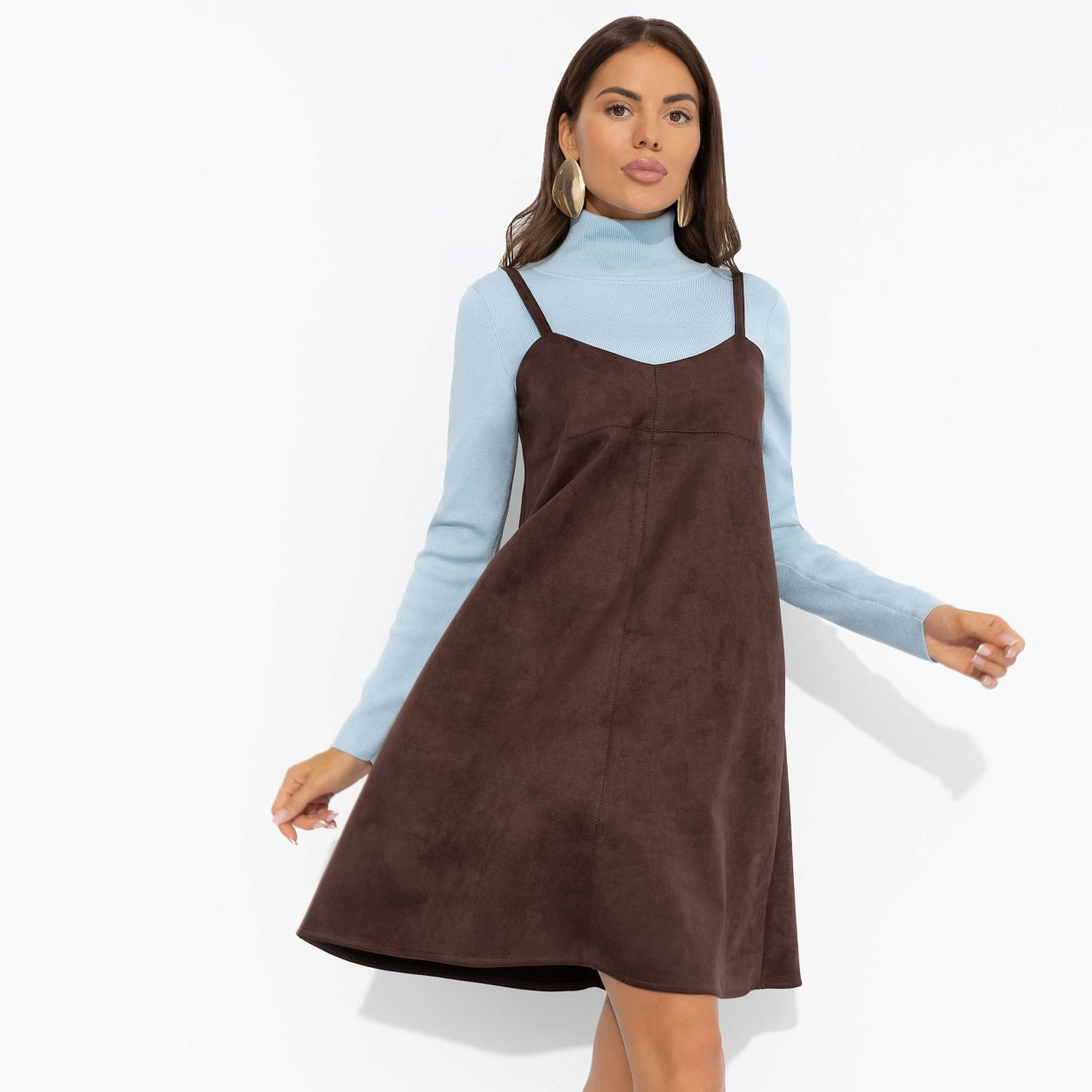 Сарафан Стильный интерес (коричневый). Состав: 95% полиэстер, 5% спандекс