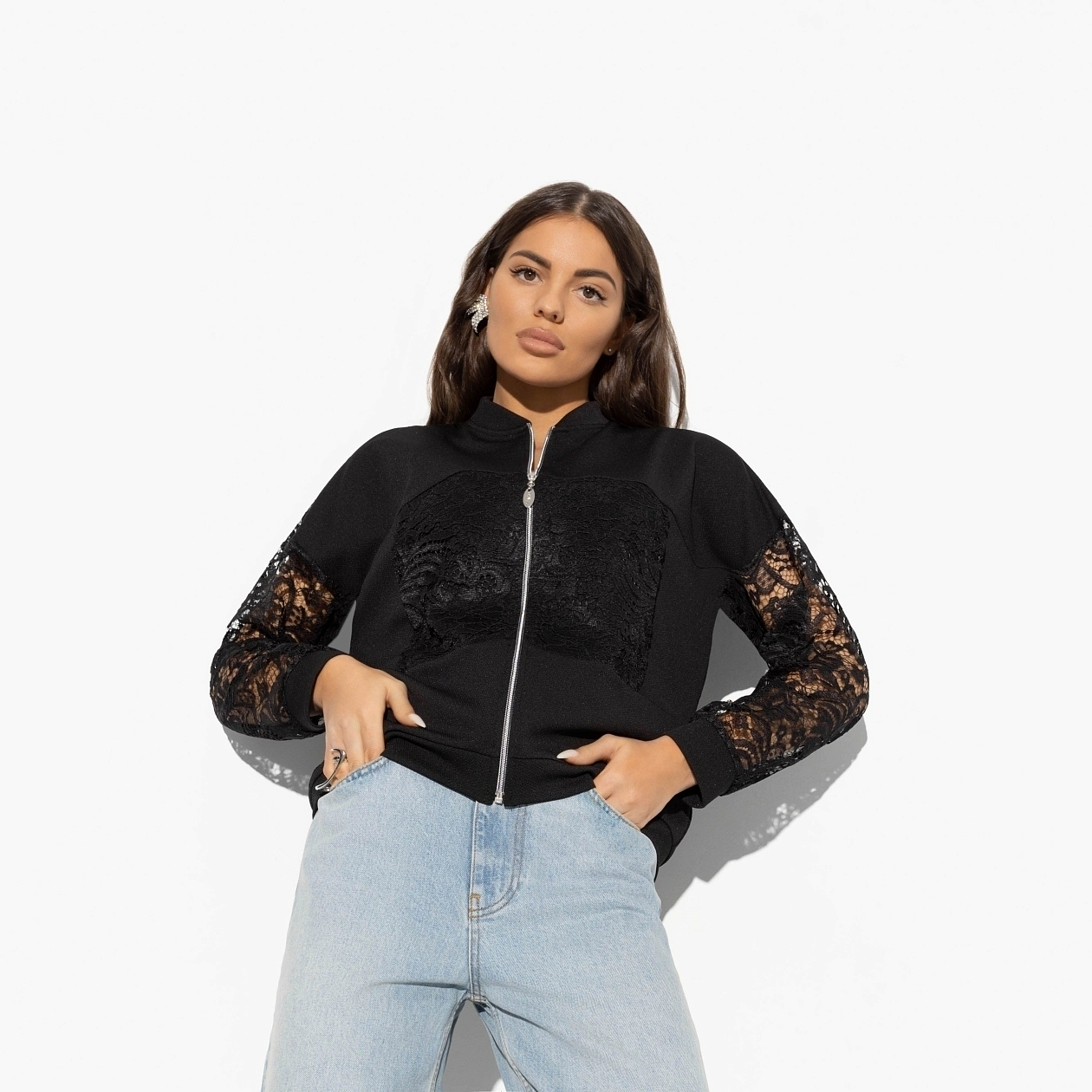 Бомбер Мода в большом городе (блэк). Состав: 75% полиэстер, 10% хлопок, 10% нейлон, 5% спандекс