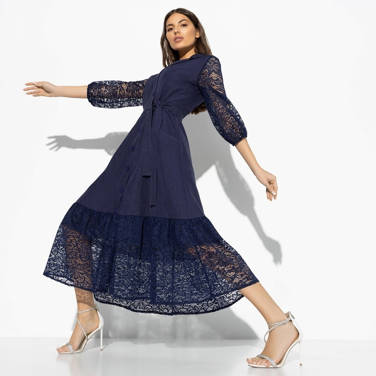 Платье На вес золота (blue elegant, с поясом). Состав: 95% п/э, 5% спандекс