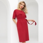 Платье Я онлайн (рэд, с поясом). Состав: 96% п/э, 4% эластан