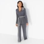 Брючный костюм Личное превосходство (серый, 2 в 1, с поясом). Состав: 65% п/э, 30% вискоза, 5% спандекс