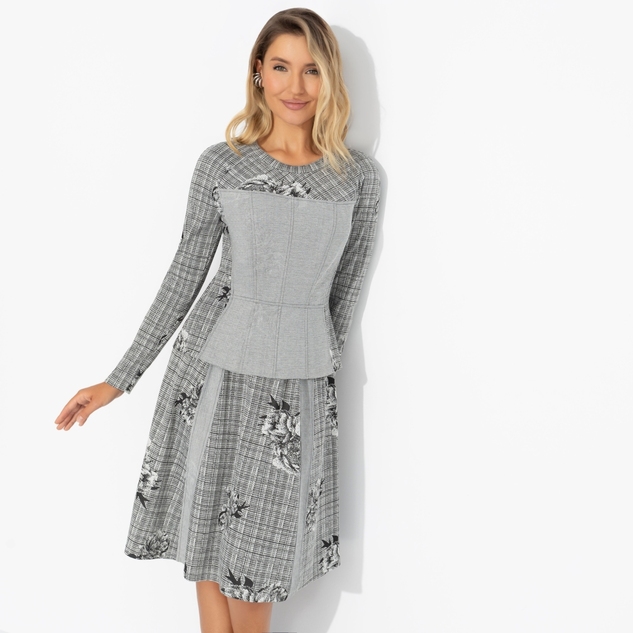 Комплект с юбкой Инста-стиль (2 в 1, серый )  