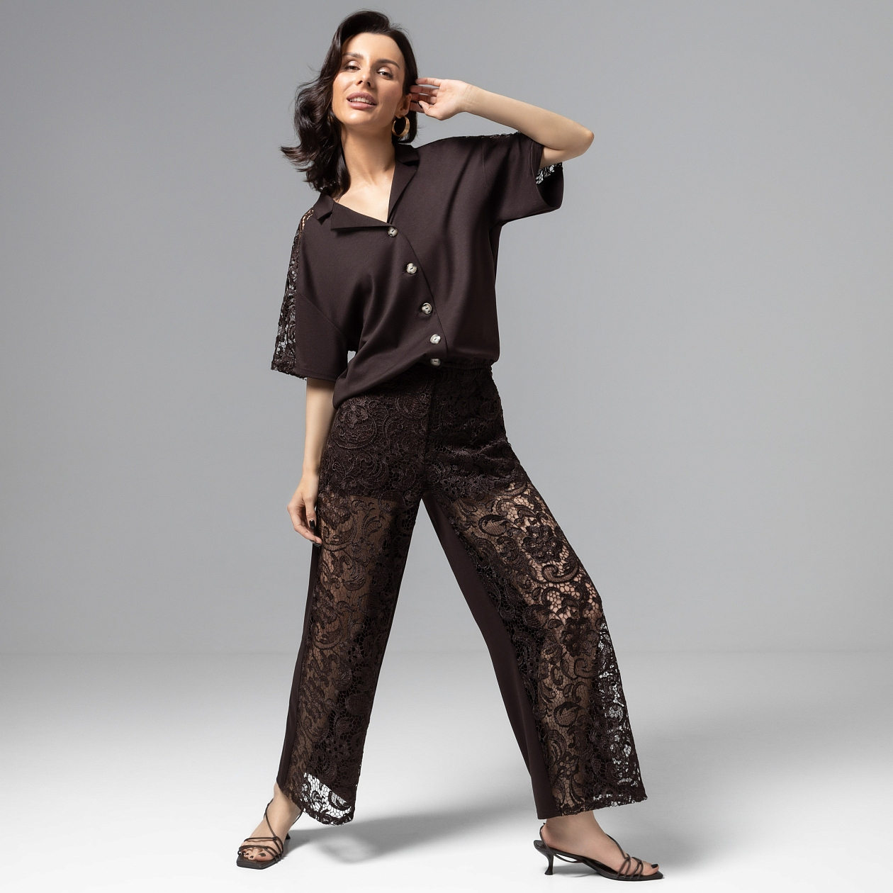 Кюлоты Больше, чем просто стиль (горький шоколад). Состав: 65% п/э, 30% вискоза, 5% спандекс