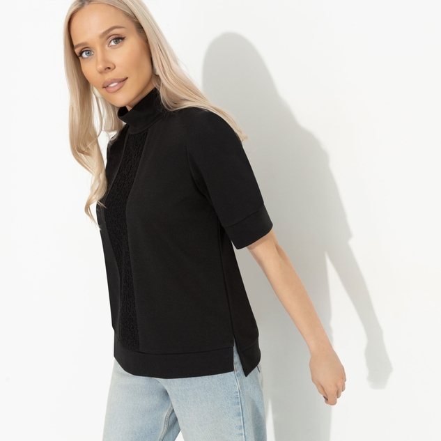 Водолазка Фирменное приветствие (черная, со вставкой) 