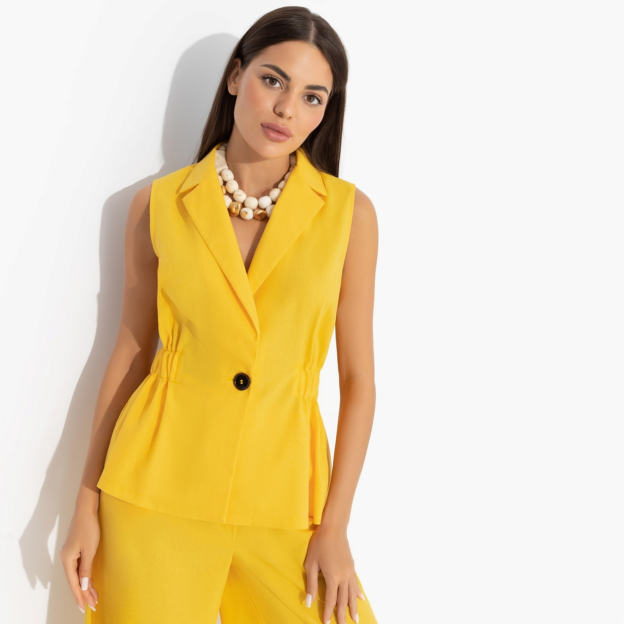 Летнее наслаждение (желтый). Состав: 65% лен, 35% п/э