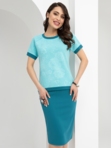 Комплект с юбкой Презентация красоты (2 в 1, бирюза). Состав: 80% п/э, 20% вискоза