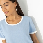 Платье Утонченность с характером (голубое). Состав: 80% п/э, 15% лен, 5% эластан