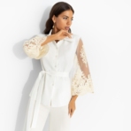 Жакет Даю автограф (айвори, с поясом). Состав: 95% п/э, 5% эластан