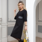 Платье Гид по событиям (блэк). Состав: 60% п/э, 37% вискоза, 3% спандекс