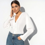 Блуза Стильный диалог (вайт). Состав: 95% п/э, 5% эластан