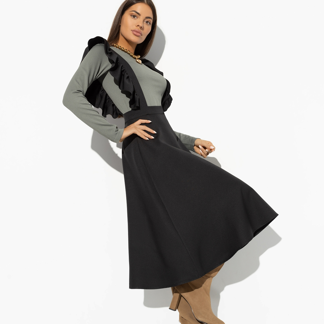 Сарафан Высокие ожидания. Состав: 60% п/э, 37% вискоза, 3% спандекс