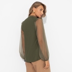 Блуза Вечная привилегия (зелёная). Состав: 98% п/э, 2% спандекс