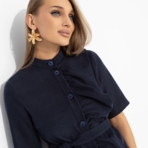 Платье Счастье свободы (blue, с поясом). Состав: 67% полиэстер, 30% вискоза, 3% спандекс