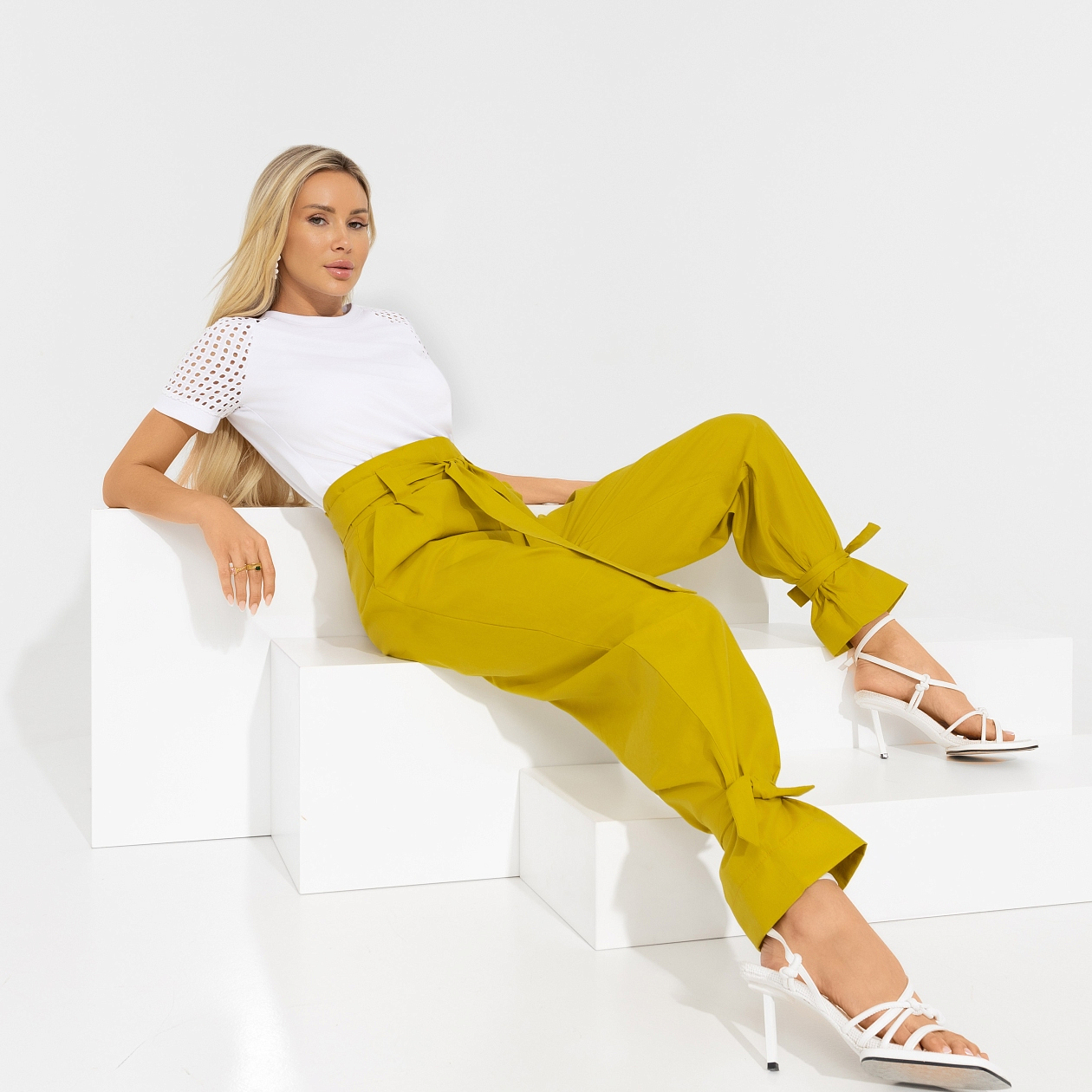 Брюки Выйти за пределы (стильная, с поясом). Состав: 100% хлопок